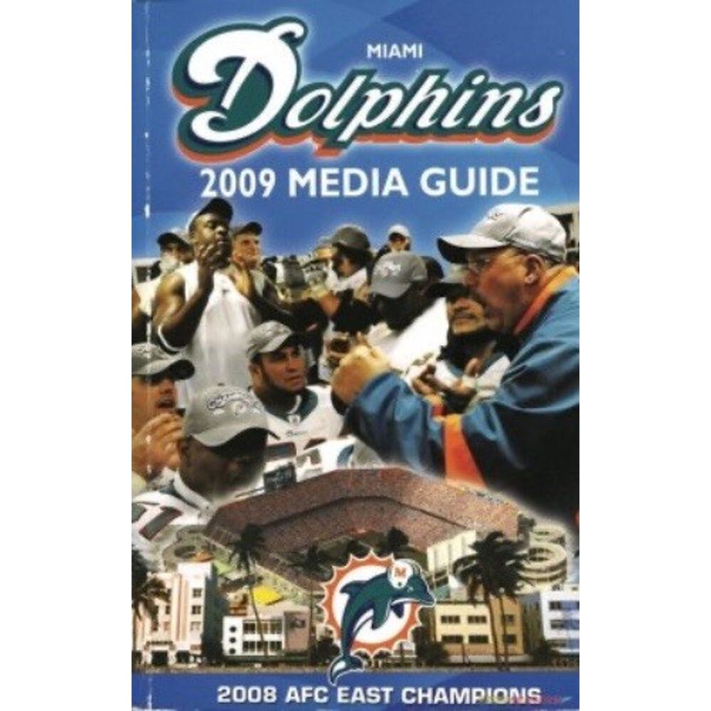 Miami Dolphins Media Guide 2009 NFL Team Pocket Cover On 12x8in Metal Sign